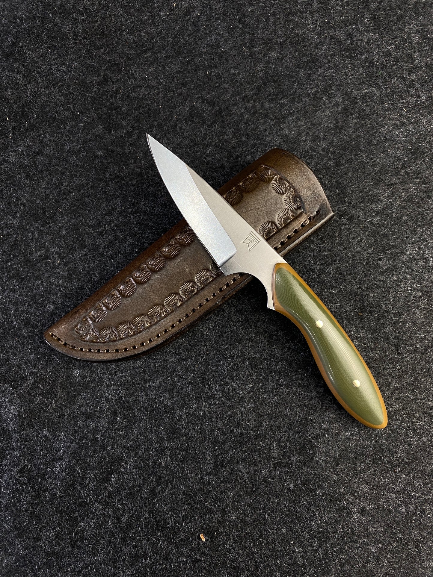 Stainless pocket EDC in od green G-10