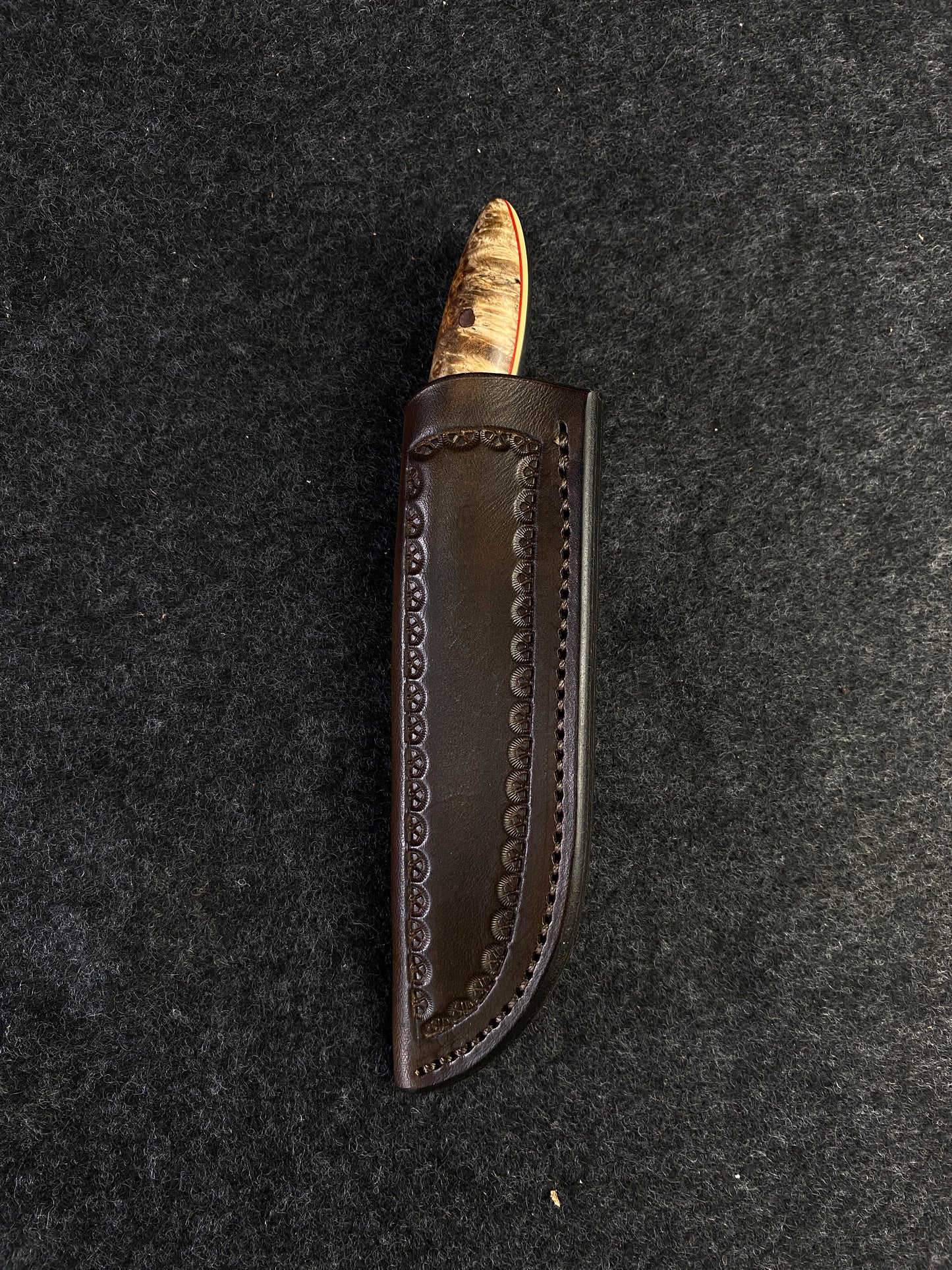 Stainless pocket edc in amboyna burl