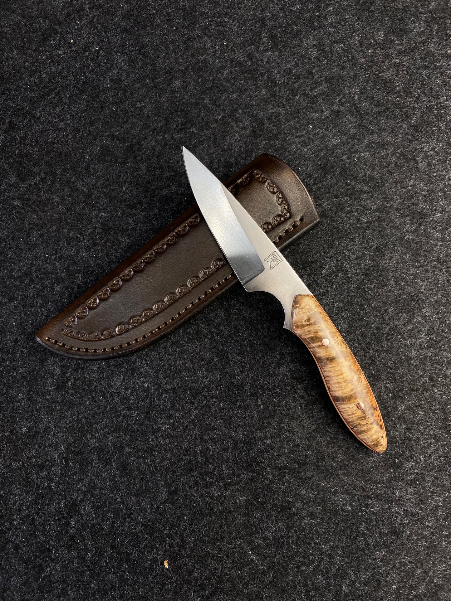 Stainless pocket edc in amboyna burl