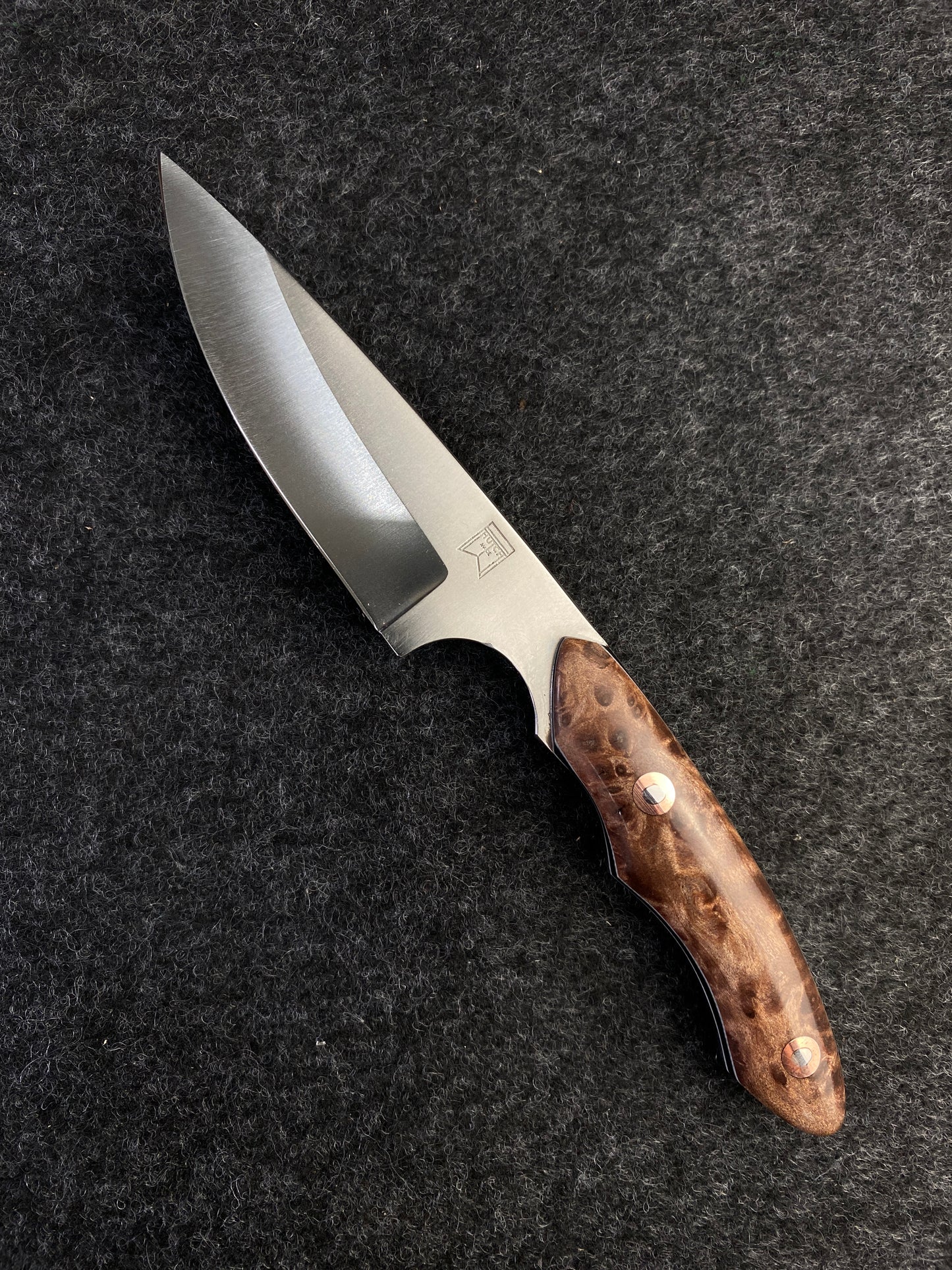 Stainless edc in redwood lace burl