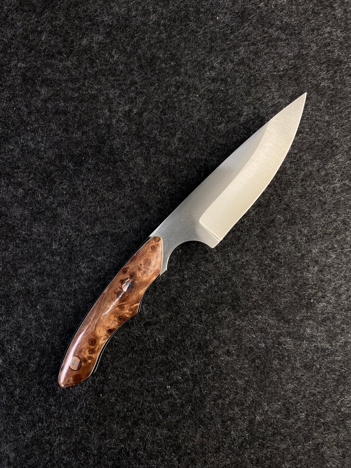 Stainless edc in redwood lace burl