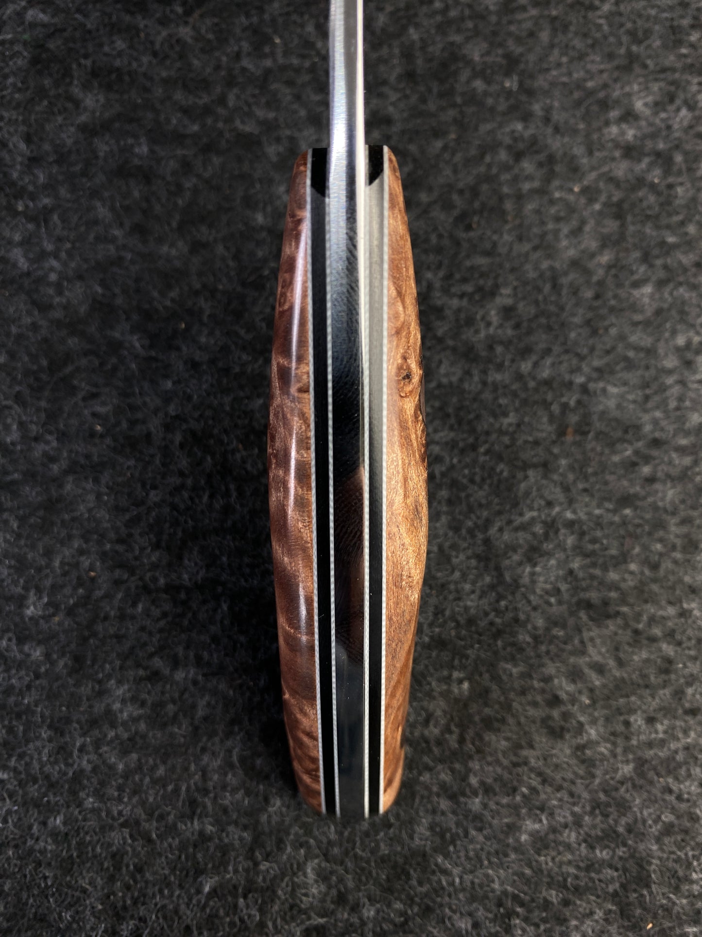 Stainless edc in redwood lace burl