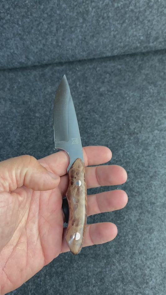 Stainless edc in redwood lace burl